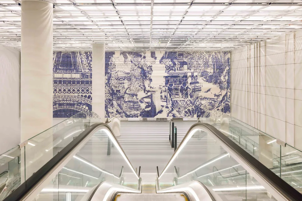 Strates Urbaines (Gare Aéroport d'Orly, Grand Paris Express) — Azulejos, 2024, Paris, França