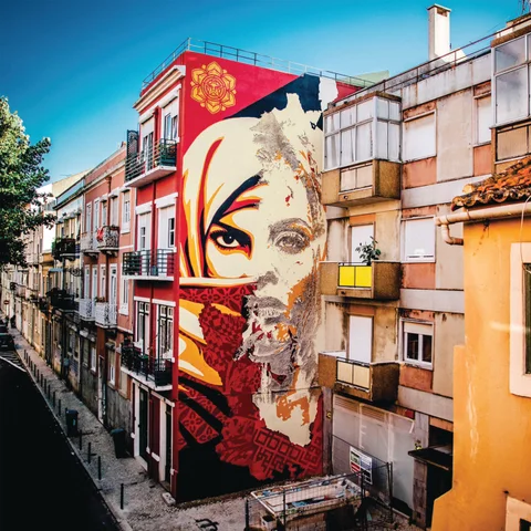 Vhils x Shepard Fairey X Graça 2017 — Paredes, 2017, Lisboa, Portugal
